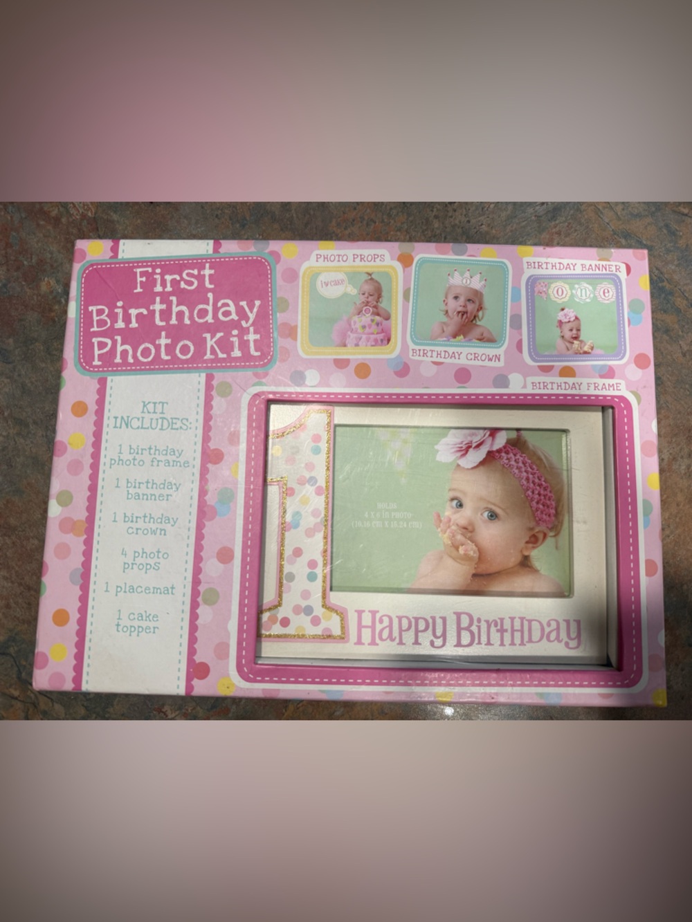 First Birthday Photo Kit - Pink Polka Dot